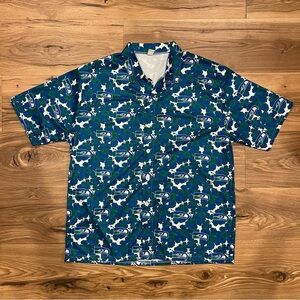 Seattle Seahawks Hawaiian Button Up Shirt Blue XL